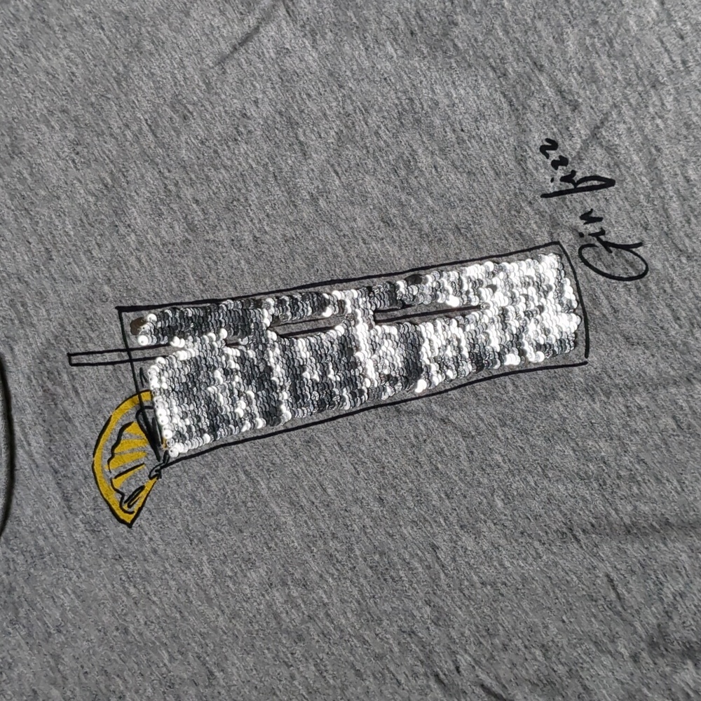 J. Crew Grey Sequin Gin Fizz Graphic Tee Shirt